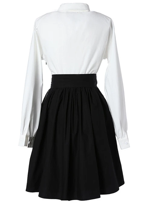 Black And White Cotton Long Sleeve Gothic Lolita Dress 5 Black And White Cotton Long Sleeve Gothic Lolita Dress - Image 3