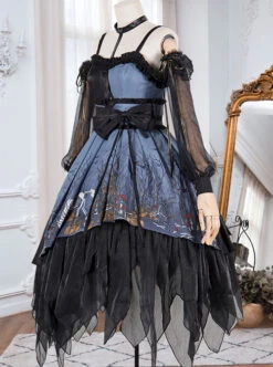 Decaying Forest Series JSK Blue Darkness Retro Gothic Lolita Sling Dress -MIMY Lolita Shop 2 500x672 119