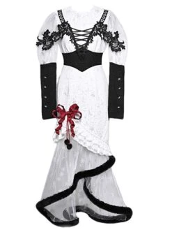 Winter Carol Series Jacquard Fabric Snowflake Printing Black Plush Decoration Transparent Fishtail Skirt Hem Gothic Lolita Long-Sleeved Dress -MIMY Lolita Shop 2 500x672 122