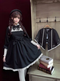 Late Autumn Chapel Retro Gothic Lolita Long Sleeves Dress And Shawl -MIMY Lolita Shop 2 500x672 123