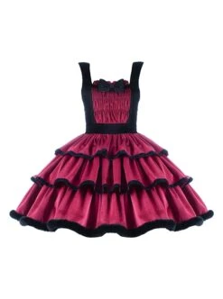 Lilith Series Playful Sexy Velvet Princess Three-Section Cake Skirt Gothic Lolita Sleeveless Dress -MIMY Lolita Shop 2 500x672 134