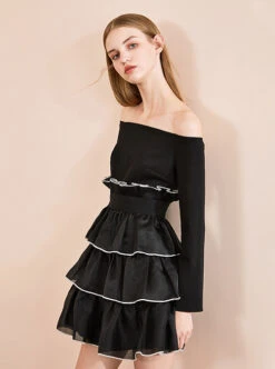 Black Off-shoulder Gothic Lolita Long Sleeve Dress -MIMY Lolita Shop 2 500x672 145