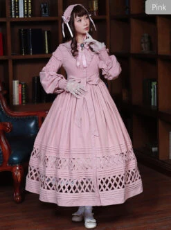 Lovely Long Sleeves Red Bow Cotton Lolita Dress -MIMY Lolita Shop 2 500x672 152