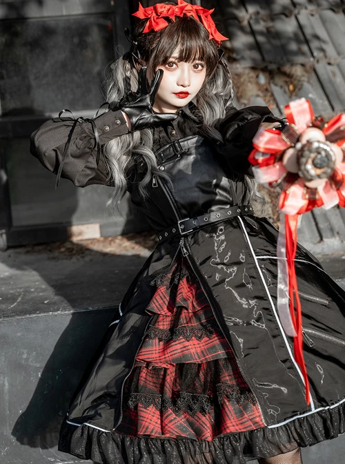 Dimly Light Series JSK Rock Cyberpunk Gothic Lolita Sling Dress 4 Dimly Light Series JSK Rock Cyberpunk Gothic Lolita Sling Dress - Image 2