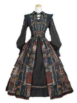 Tarot Series Retro Palace Style Elegant Cla System Gothic Lolita Tarot Printed Sleeveless Dress Embroidery Lantern Sleeve Long-Sleeved Shirt Suit -MIMY Lolita Shop 2 500x672 164