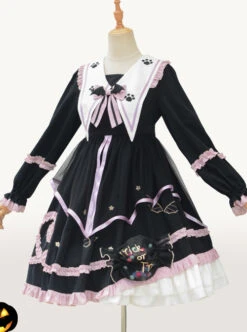 Magic House Series OP Cute Little Devil Cat Ears Pointed Collar Gothic Lolita Halloween Long Sleeve Thick Dress -MIMY Lolita Shop 2 500x672 165