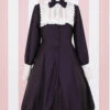 Little Stand Collar Concise Gothic Lolita Long Sleeve Dress -MIMY Lolita Shop 2 500x672 166