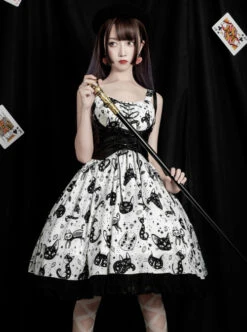 Diamond Star Meow Series Darkness Gothic Lolita Sling Dress -MIMY Lolita Shop 2 500x672 171