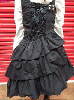 Black Asymmetric Hem Punk Gothic Lolita Sling Dress -MIMY Lolita Shop 2 500x672 174