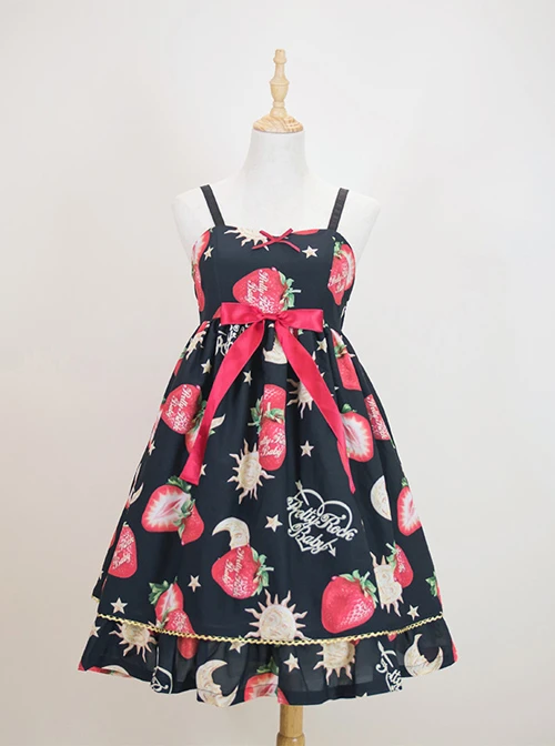 Strawberries Floating In The Universe Series High Waist Version Sweet Lolita Sleeveless Dress 4 Strawberries Floating In The Universe Series High Waist Version Sweet Lolita Sleeveless Dress - Image 2