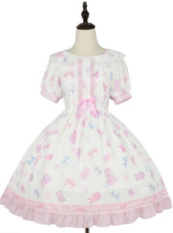Jelly Bear Series OP Cute Printing Sweet Lolita Short Sleeve Dress 14 Jelly Bear Series OP Cute Printing Sweet Lolita Short Sleeve Dress -MIMY Lolita Shop 2 500x672 219