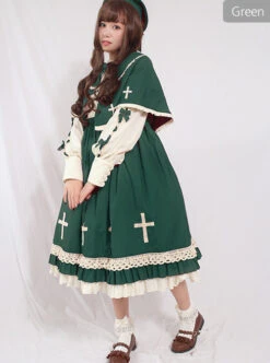 Crucifix Choir Series Sweet Lolita Long Sleeve Dress And Cloak Set -MIMY Lolita Shop 2 500x672 225