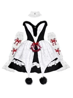 Winter Carol Series Gothic Christmas Plush V-Neck Tube Top Design Sharp Corner Hem Plush Ball Decoration Gothic Lolita Sleeveless Dress Set -MIMY Lolita Shop 2 500x672 24