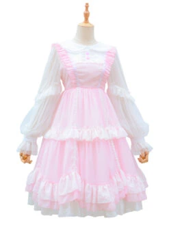 Starry Night Insomnia Series OP Pure Color Sweet Lolita Long Sleeve Dress -MIMY Lolita Shop 2 500x672 255