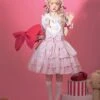Cream Cat Series Cute Soft Girl Daily Ruffled Bow Kitten Print Sweet Lolita Dress