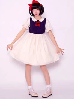 Snow White Cute Sweet Lolita Doll Collar Short Sleeve Dress -MIMY Lolita Shop 2 500x672 282