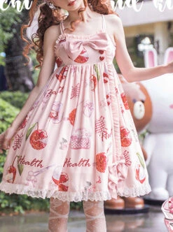 Lychee First Aid Kit Series JSK Sweet Lolita Pink Sling Dress -MIMY Lolita Shop 2 500x672 295