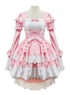 Cute Lace And Bowknot Sweet Lolita Long Sleeve Dress -MIMY Lolita Shop 2 500x672 298