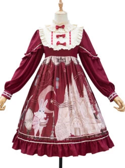 Forest Theater Series OP High Waist Sweet Lolita Long Sleeve Dress -MIMY Lolita Shop 2 500x672 300