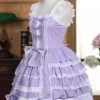 White Lace Violet Bowknot Sweet Lolita Sling Dress