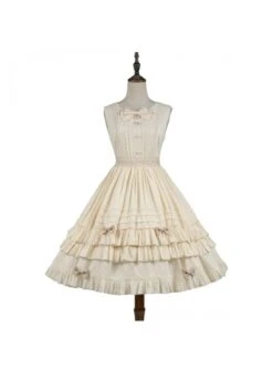 Girl Nelly Series JSK Elegant Cotton Jacquard Pure Color Sweet Lolita Sleeveless Dress -MIMY Lolita Shop 2 500x672 349
