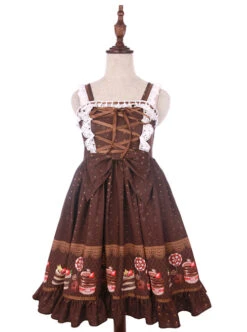 Cake Dessert Chocolate Printing Sweet Lolita Sling Dress -MIMY Lolita Shop 2 500x672 351