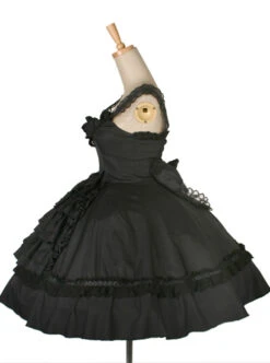Dream Alice Cute Rabbit Black Gothic Lolita Sling Dress -MIMY Lolita Shop 2 500x672 36