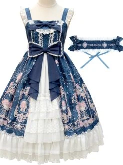 Full-blown Flowers Series Bowknot Chiffon Sweet Lolita Sling Dress -MIMY Lolita Shop 2 500x672 366