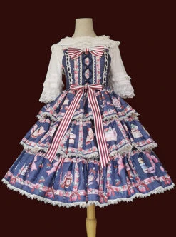 Strawberry Afternoon Tea Series JSK Cake Hem Sweet Lolita Sling Dress Design 2 -MIMY Lolita Shop 2 500x672 371