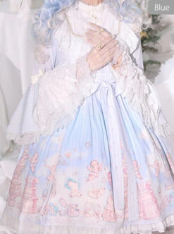November's Ode Series OP Cute Printing Sweet Lolita Trumpet Sleeve Dress -MIMY Lolita Shop 2 500x672 389