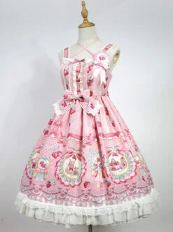Strawberry Rabbit Series Sweet Lolita High Waist Sling Dress -MIMY Lolita Shop 2 500x672 390