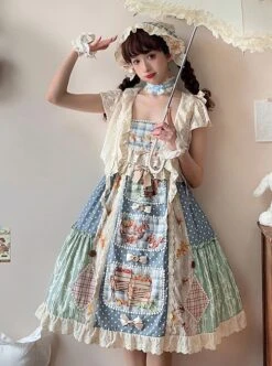 Squirrel Market Series Retro Pastoral Style Lace Bow Decoration Patchwork Skirt Sweet Lolita Sleeveless Dress 8 Squirrel Market Series Retro Pastoral Style Lace Bow Decoration Patchwork Skirt Sweet Lolita Sleeveless Dress -MIMY Lolita Shop 2 500x672 398