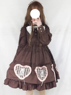 Bowknot Heart-shaped Pattern Sweet Lolita Long Sleeve Dress -MIMY Lolita Shop 2 500x672 399
