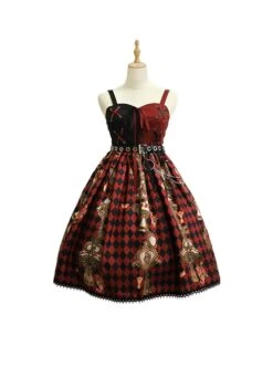 Red Queen Series Cool Girls Black-Red Stitching Plaid Print Gothic Lolita Sleeveless Dress -MIMY Lolita Shop 2 500x672 42