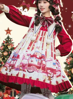 Popcorn Series Christmas Red Sweet Lolita Long Sleeve Dress 14 Popcorn Series Christmas Red Sweet Lolita Long Sleeve Dress -MIMY Lolita Shop 2 500x672 425