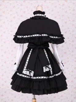 Black Bowknot Sweet Lolita Long Sleeve Dress -MIMY Lolita Shop 2 500x672 427