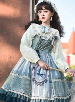 Sparrows In The Mirror Series JSK Type I Light Blue Retro Pastoral Style Sweet Lolita Sling Dress 12 Sparrows In The Mirror Series JSK Type I Light Blue Retro Pastoral Style Sweet Lolita Sling Dress -MIMY Lolita Shop 2 500x672 433