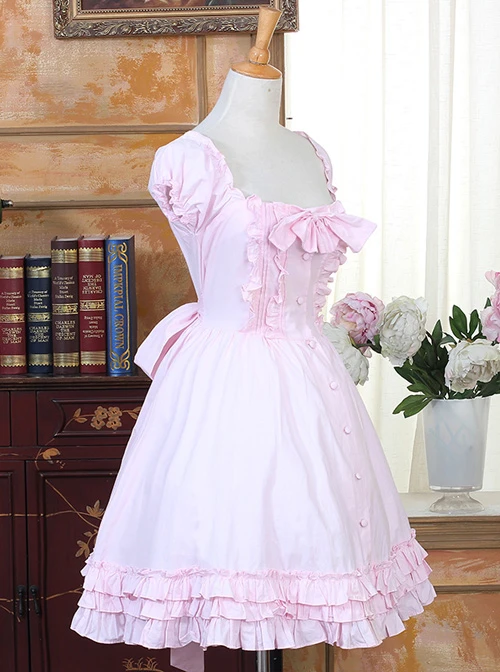 Cute Pink Sweet Lolita Short Puff Sleeve Dress 4 Cute Pink Sweet Lolita Short Puff Sleeve Dress - Image 2