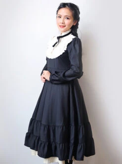 Black Cotton Classic Lolita Long Sleeve Dress -MIMY Lolita Shop 2 500x672 469