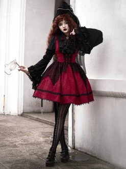 Court Style Retro Fishbone Breast Support Three-Dimensional Jacquard Long Sleeve Gothic Lolita Dress -MIMY Lolita Shop 2 500x672 47