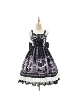 Lost Dreams Series JSK Bowknot Retro Printing Darkness Gothic Lolita Sling Dress -MIMY Lolita Shop 2 500x672 49
