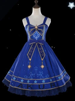 *Star Dream Magic Array* Series JSK Classic Lolita Blue Sling Dress -MIMY Lolita Shop 2 500x672 502