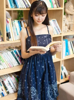 Starry Night Angel Series Navy Blue Two-piece Sling Dress -MIMY Lolita Shop 2 500x672 503