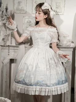 MIMY Lolita Shop 31 Floating Whale Paradise Series Daily Elegance Lace Decorative Print Classic Lolita Sleeveless Dress