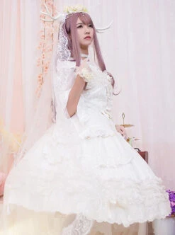 White Bride Chiffon Classic Lolita Sling Dress JSK -MIMY Lolita Shop 2 500x672 582