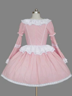 Pink Long Sleeve Lace Ruffles Classic Lolita Dress -MIMY Lolita Shop 2 500x672 592
