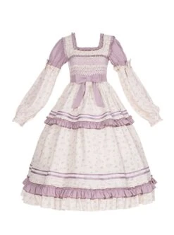 Pastoral Style Square Neck Floral Bow-Knot Decoration Detachable Sleeves Classic Lolita Long Short Sleeve Dress 14 Pastoral Style Square Neck Floral Bow-Knot Decoration Detachable Sleeves Classic Lolita Long Short Sleeve Dress -MIMY Lolita Shop 2 500x672 612