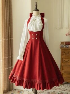 Elegant Slim Fit Detachable Halter Large Bow Striped Pocket Two-Wear Sling Classic Lolita Dress -MIMY Lolita Shop 2 500x672 614