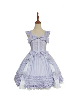 Purple Elegant Square Neck Bowknot Decoration Spring Summer Pure Color Classic Lolita Sleeveless Dress -MIMY Lolita Shop 2 500x672 617