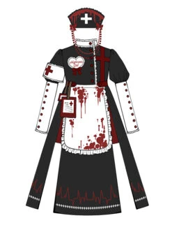 Scarlet Cross Series OP Long Style Blood Printing Halloween Nurse Gothic Lolita Long Sleeve Dress -MIMY Lolita Shop 2 500x672 62